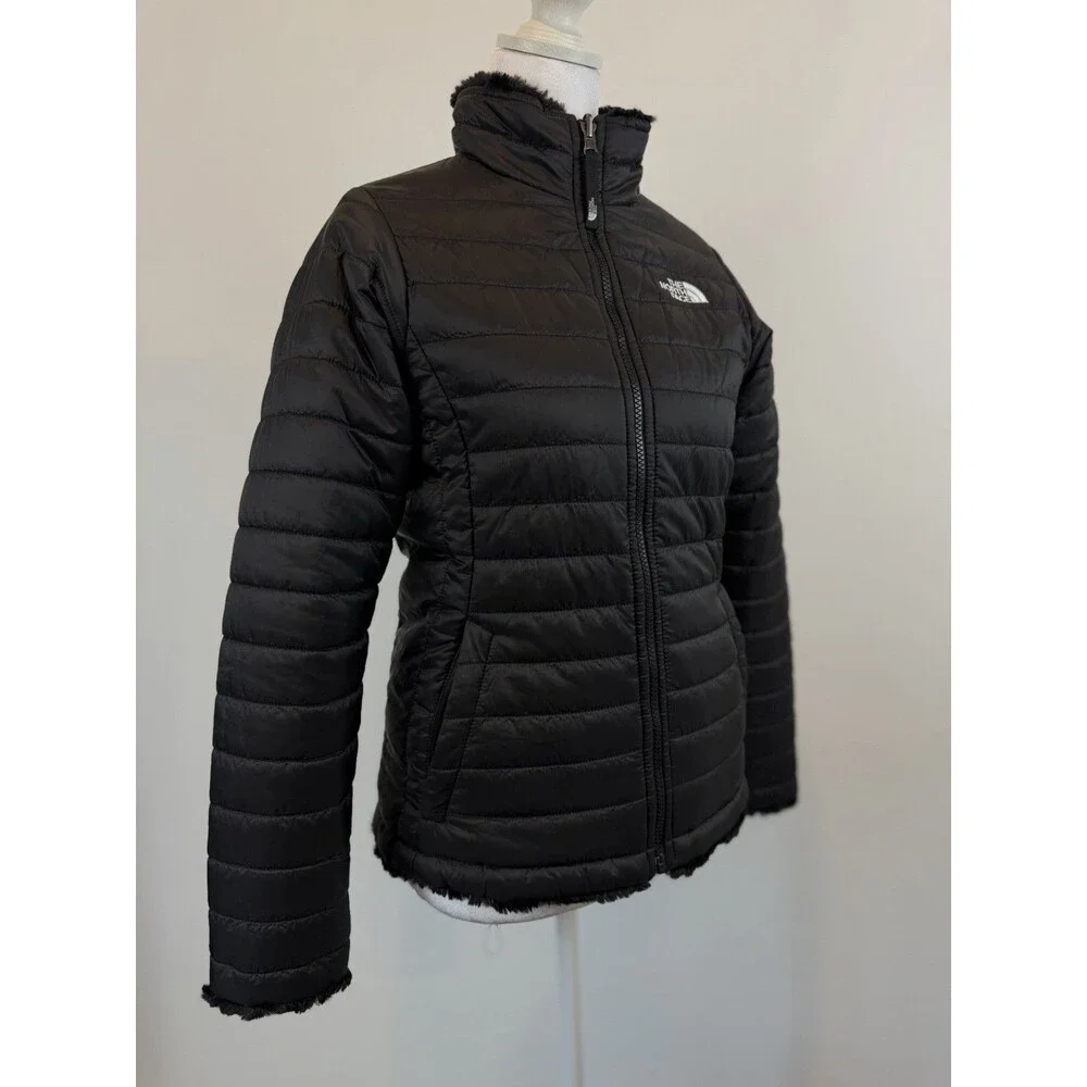 The North Face Girls L 14/16 Reversible Puffer Fleece Jacket Black